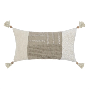 Pemberly Row 14&quotx26&quot Cotton Fabric Blend Throw Pillow in Ivory
