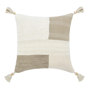 Pemberly Row Transitional 22&quot Cotton Fabric Blend Throw Pillow in Ivory