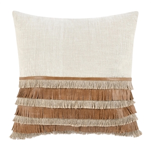 Pemberly Row Contemporary 20&quot Cotton Throw Pillow in Chestnut/Natural