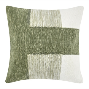 Pemberly Row 22&quot Woven Fabric Color Block Throw Pillow in Green