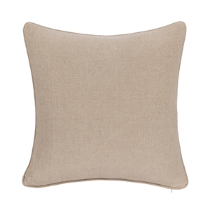 Pemberly Row 12&quot Round Belgian Linen Fabric Throw Pillow in Ivory