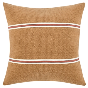 Pemberly Row 22&quot Cotton Linen Blend Throw Pillow in Chestnut Brown
