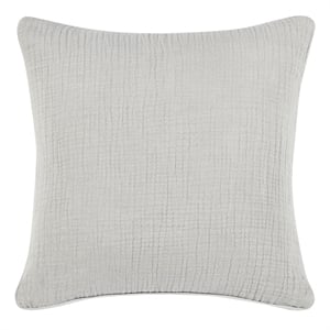 Pemberly Row Transitional Gray Finish Cotton Linen Blend Euro Sham