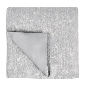 Pemberly Row Transitional Cotton Gray Embroidered Queen Duvet