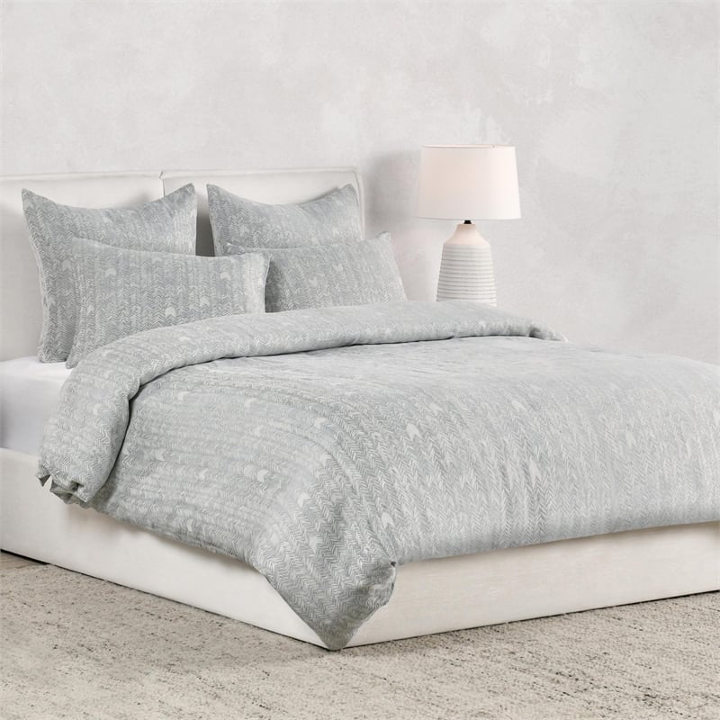 Pemberly Row Transitional Cotton Gray Embroidered Standard Sham