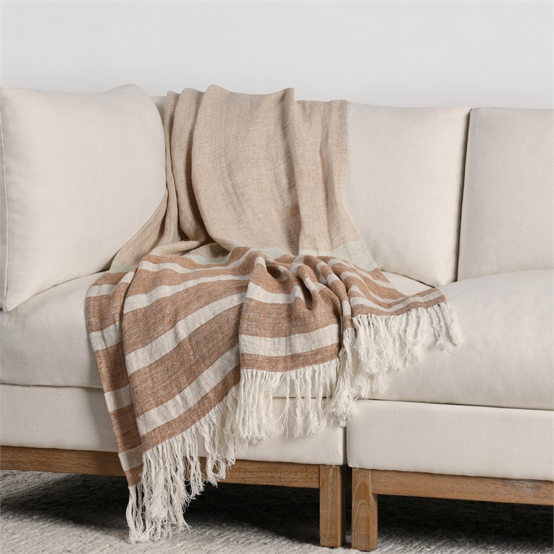 Pemberly Row Linen Fabric Brown Multicolor 50
