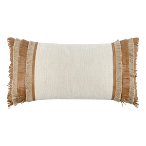 Pemberly Row Transitional 14&quotx26&quot Cotton Fabric Throw Pillow in Natural