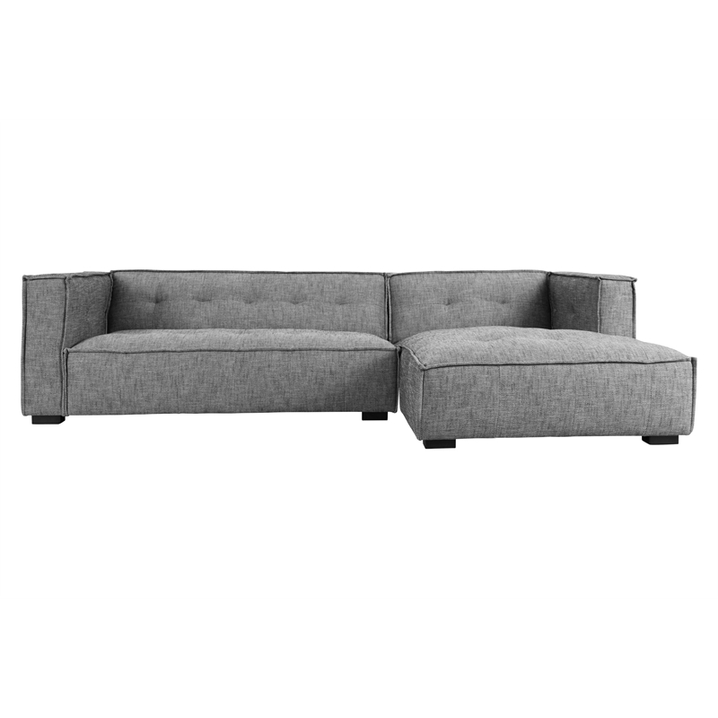 Pemberly Row Two-Piece Gray Fabric Upholstery Sectional Sofa