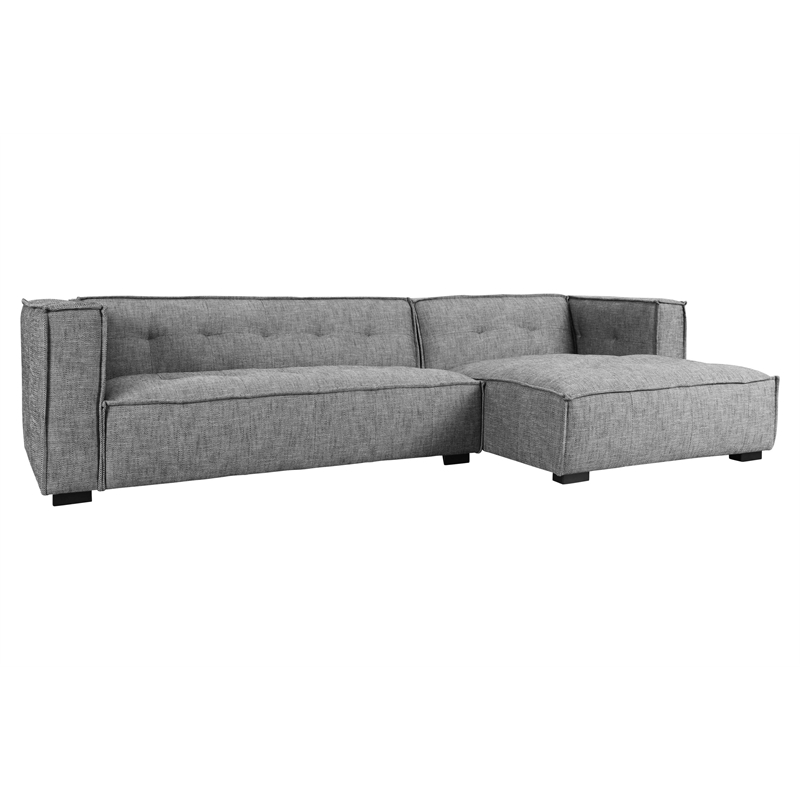 Pemberly Row Two-Piece Gray Fabric Upholstery Sectional Sofa