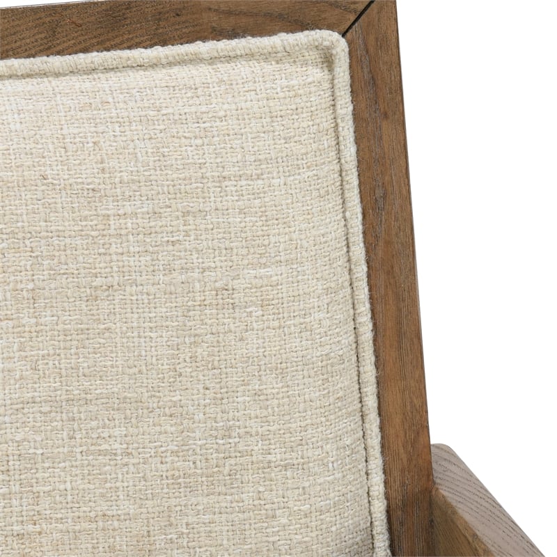 Pemberly Row Contemporary Premium Upholstery and Wood Arm Chair in Beige