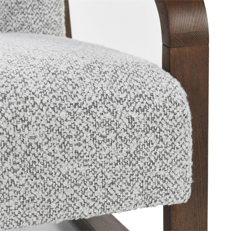 Pemberly Row Contemporary Boucle Fabric Accent Arm Chair in Gray