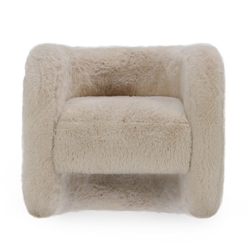 Pemberly Row Contemporary Plush Fabric Cushioned Beige Accent Chair