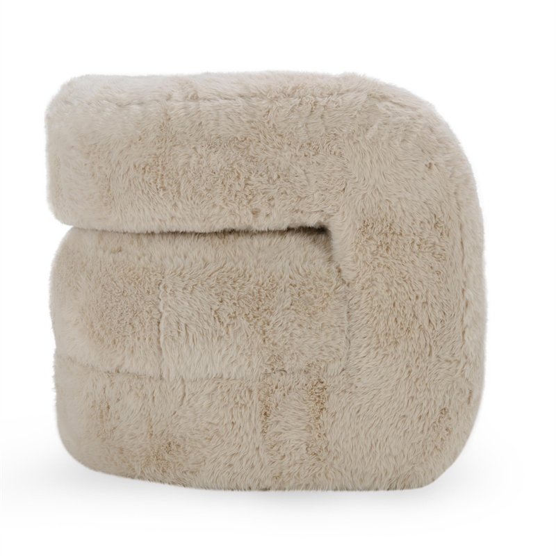 Pemberly Row Contemporary Plush Fabric Cushioned Beige Accent Chair