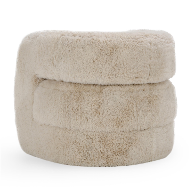 Pemberly Row Contemporary Plush Fabric Cushioned Beige Accent Chair