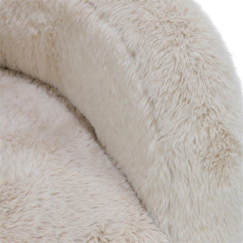 Pemberly Row Contemporary Plush Fabric Cushioned Beige Accent Chair