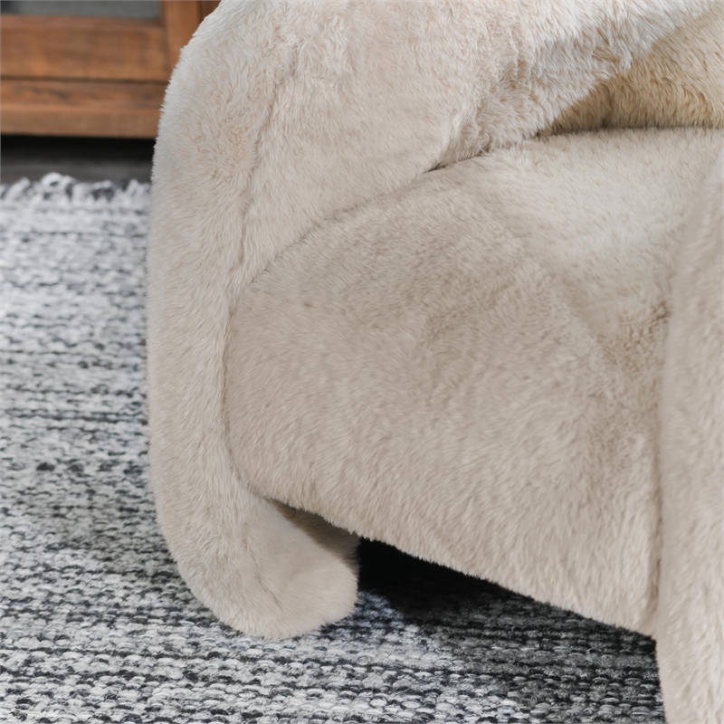 Pemberly Row Contemporary Plush Fabric Cushioned Beige Accent Chair