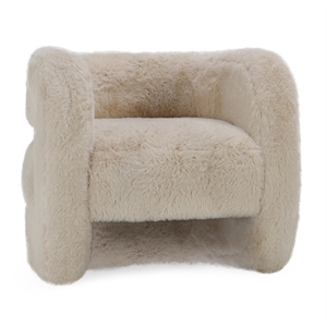 Pemberly Row Contemporary Plush Fabric Cushioned Beige Accent Chair