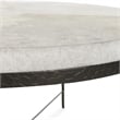 Pemberly Row Leather Hide Round Cocktail Coffee Table in Ivory