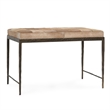 Pemberly Row Transitional Leather Hide Ottoman Bench in Blond