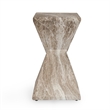 Pemberly Row Transitional Concrete Stone Outdoor Accent Table in Brown
