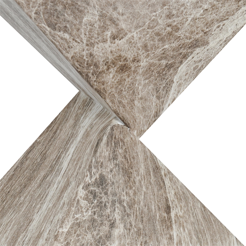 Pemberly Row Transitional Concrete Stone Outdoor Accent Table in Brown