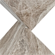 Pemberly Row Transitional Concrete Stone Outdoor Accent Table in Brown