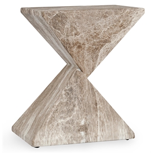 Pemberly Row Transitional Concrete Stone Outdoor Accent Table in Brown