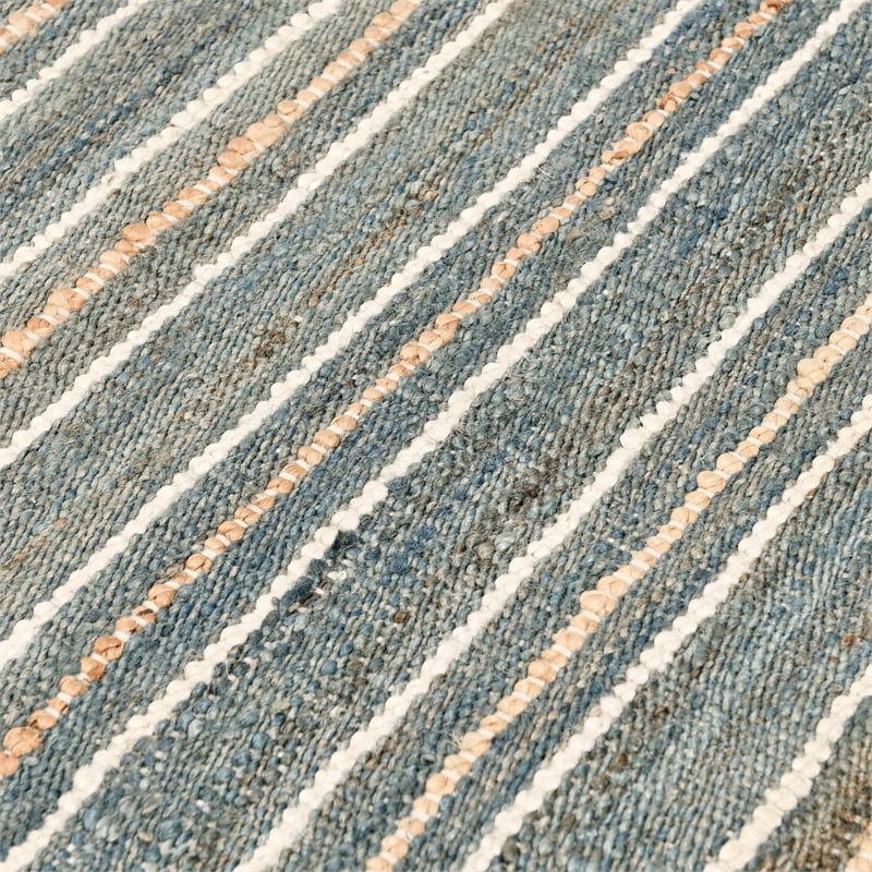 Pemberly Row 2.6'x8' Jute Blend Handwoven Sustainable Aqua Blue Rug Runner