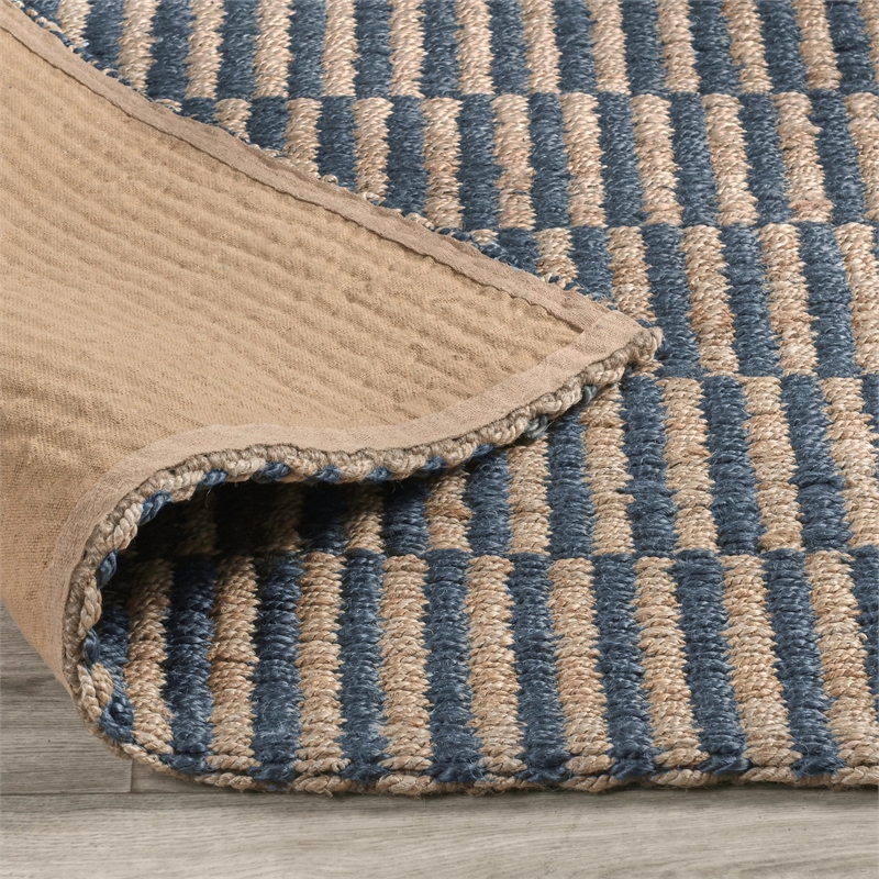 Pemberly Row 5'x8' Jute Handwoven Sustainable Blue Accent Area Rug