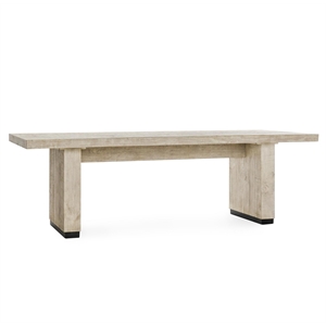 Pemberly Row Contemporary 94&quot Reclaimed Pine Wood Dining Table in White