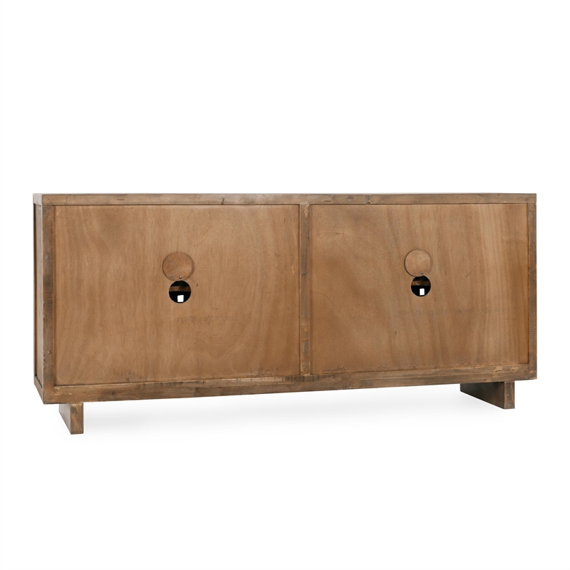 Pemberly Row 4-Door Reclaimed Pine Wood Buffet Sideboard in Brown