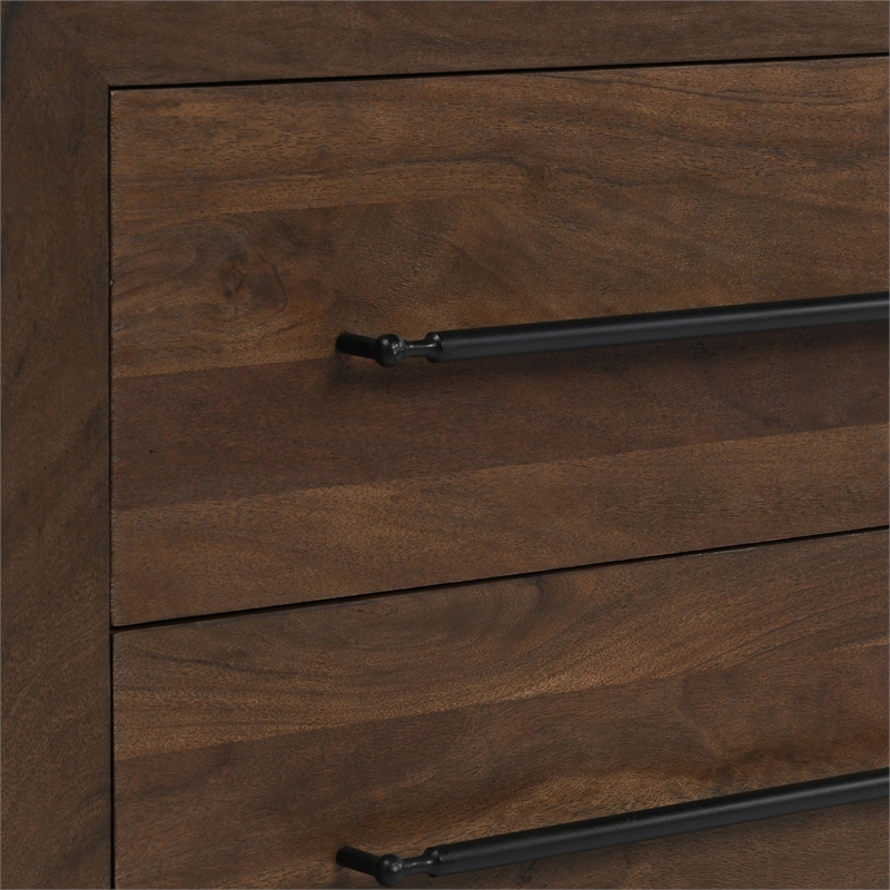 Pemberly Row Transitional 2-Drawer Acacia Wood Nightstand in Cocoa Brown