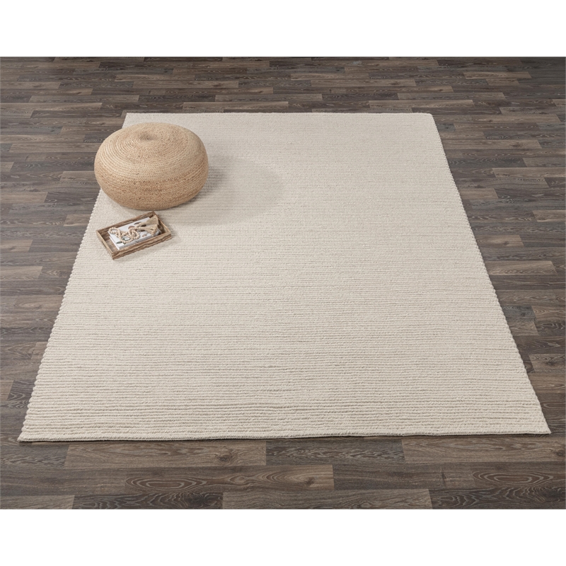 Pemberly Row 9'x12' Wool Polyester Blend Fabric Handwoven Birch White Area Rug