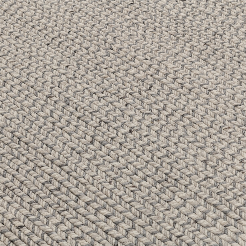 Pemberly Row 5'x8' Wool Polyester Blend Fabric Handwoven Light Gray Area Rug