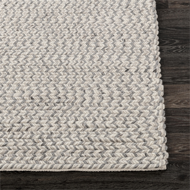 Pemberly Row 5'x8' Wool Polyester Blend Fabric Handwoven Light Gray Area Rug