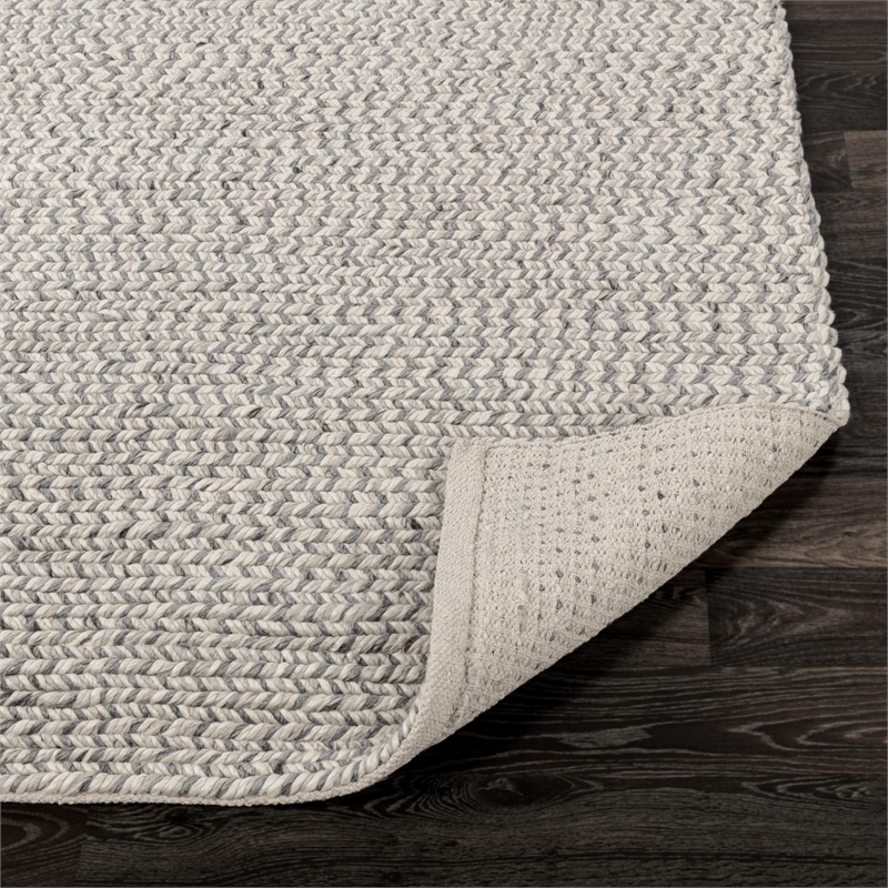 Pemberly Row 5'x8' Wool Polyester Blend Fabric Handwoven Light Gray Area Rug
