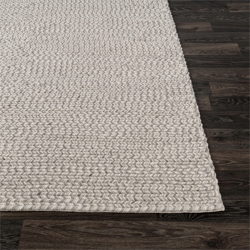 Pemberly Row 9'x12' Wool Polyester Blend Fabric Handwoven Light Gray Area Rug