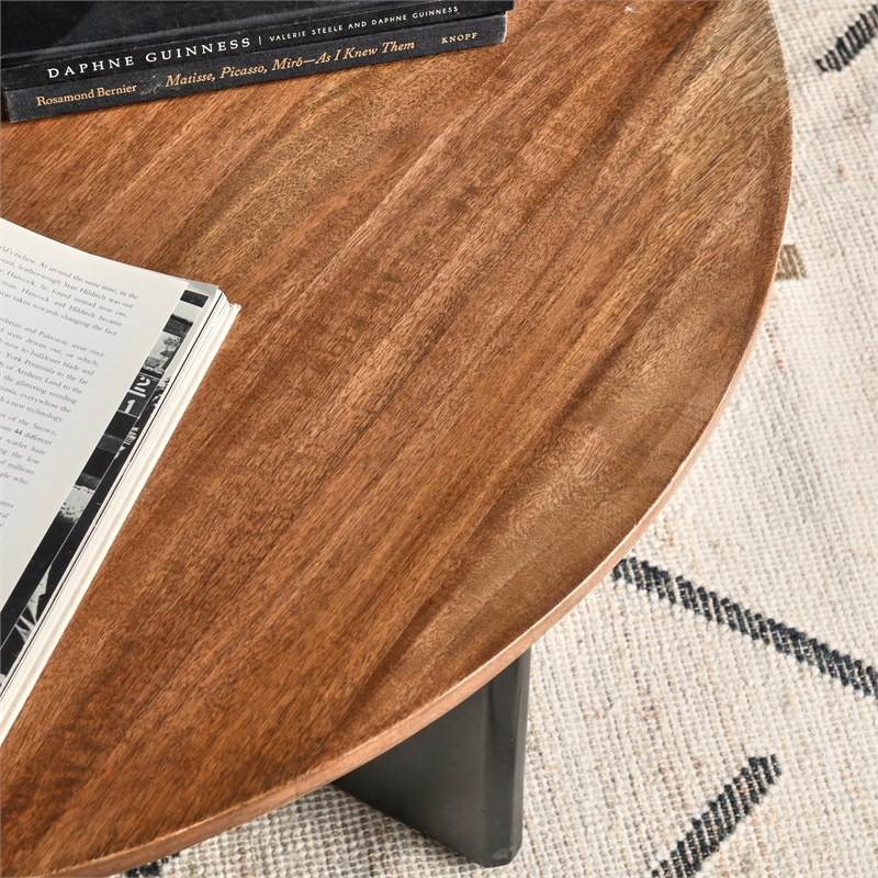 Pemberly Row Transitional Mango Wood Two-Tone Coffee Table in Black