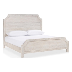 Pemberly Row Modern Transitional Mango Wood Queen Bed in Creamwood
