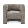 Pemberly Row Plush Faux Fur Polyester Accent Chair Dark Gray