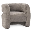 Pemberly Row Plush Faux Fur Polyester Accent Chair Dark Gray