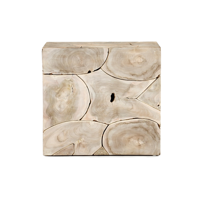 Pemberly Row Transitional Natural Teak Wood End Table Bleached