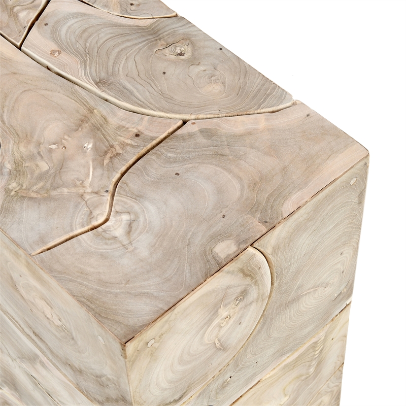 Pemberly Row Transitional Natural Teak Wood End Table Bleached