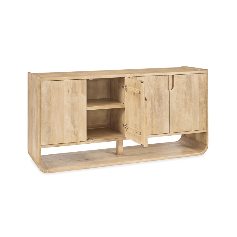 Pemberly Row Transitional Mango Wood Sideboard Buffet Natural