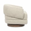 Pemberly Row Upholstered Cream Fabric Wood Frame Swivel Accent Chair