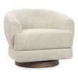 Pemberly Row Upholstered Cream Fabric Wood Frame Swivel Accent Chair