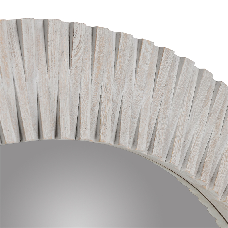 Pemberly Row Modern Transitional Mango Wood Mirror Gray Finish