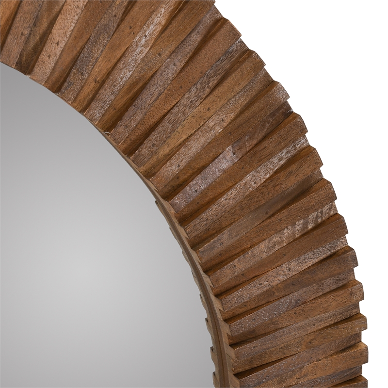 Pemberly Row Modern Transitional Mango Wood Mirror Brown Finish