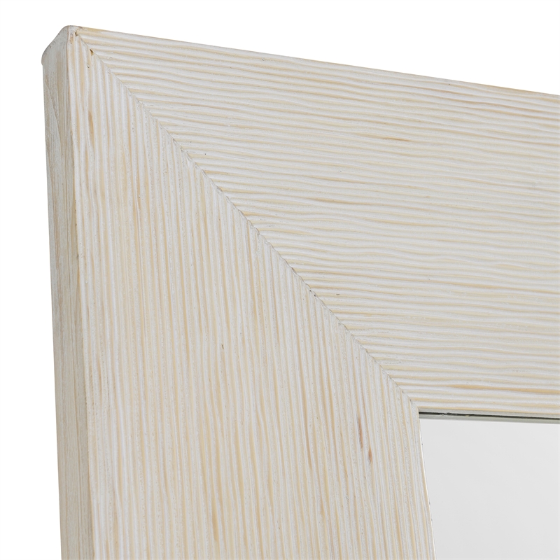 Pemberly Row Transitional Pine Wood Floor Mirror White Finish