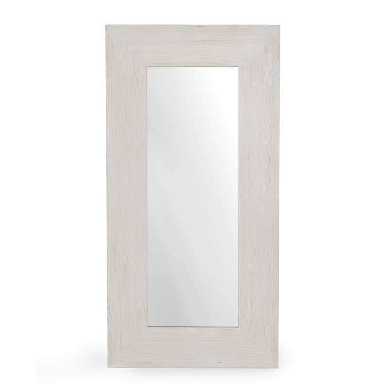 Pemberly Row Transitional Pine Wood Floor Mirror White Finish